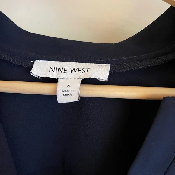 Nine West Deep Blue V-Neck Blouse - Picture 3 of 4